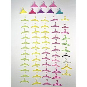 VTG Lot 66 MATTEL Barbie Skipper Doll Clothes HANGERS Plastic Yellow Pink White
